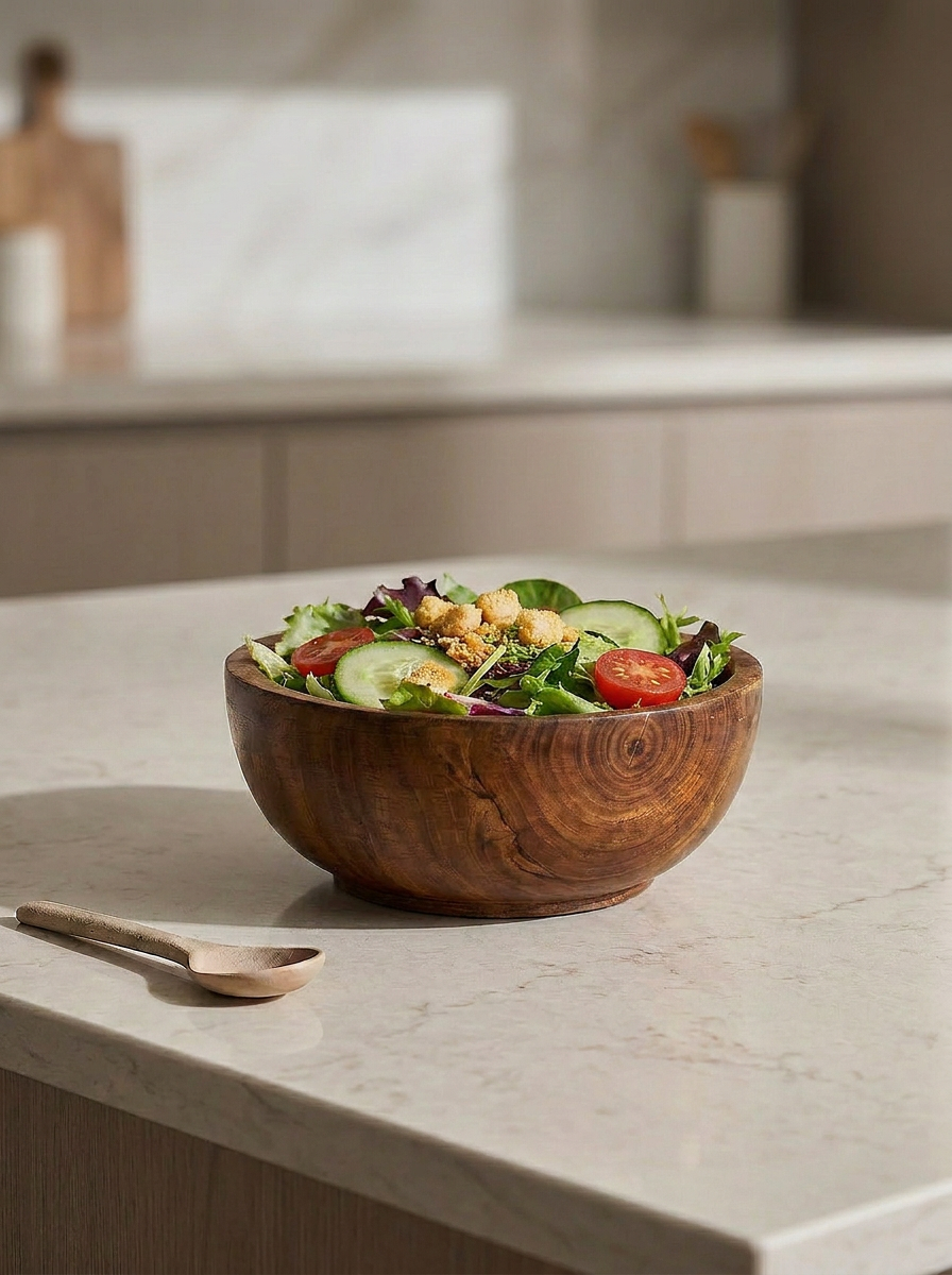 Jivu Hand-Carved Wooden Serving Bowl