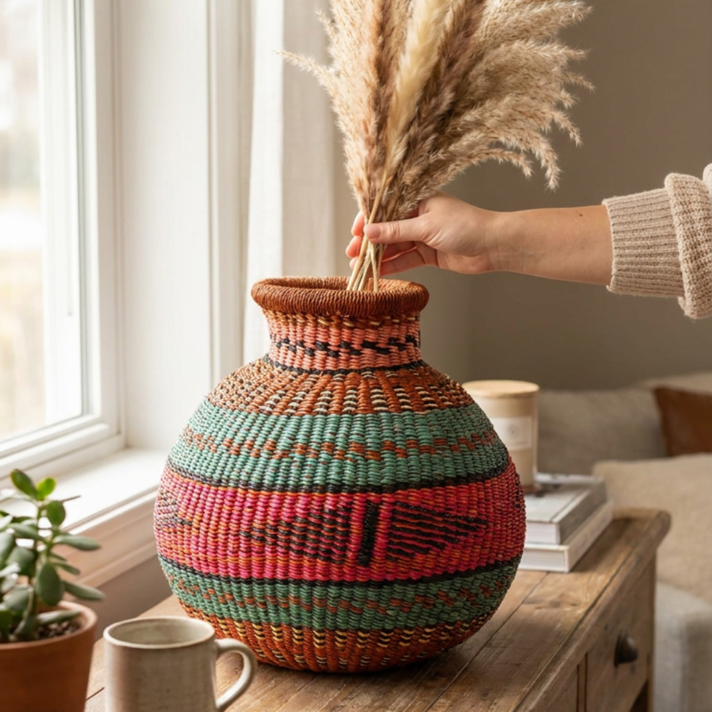 Jemima “10 Cows” Handwoven Décor Basket