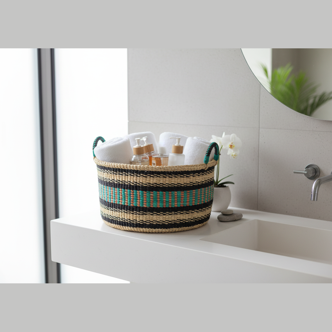 Woven Tub — Medium – Teal Harvest