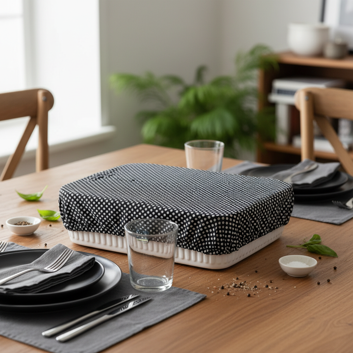 Food Cover Rectangular – Black & White Dining Table