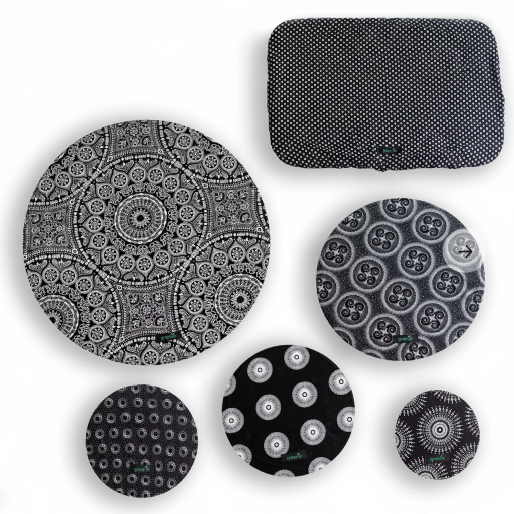 Food Covers Shweshwe Set of 6 – Black & White Standalone