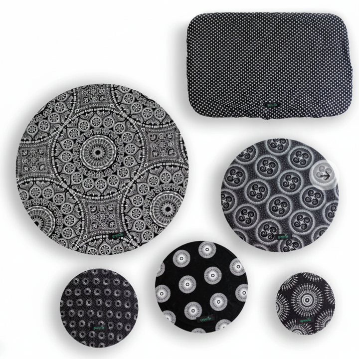 Food Covers Shweshwe Set of 6 – Black & White Standalone
