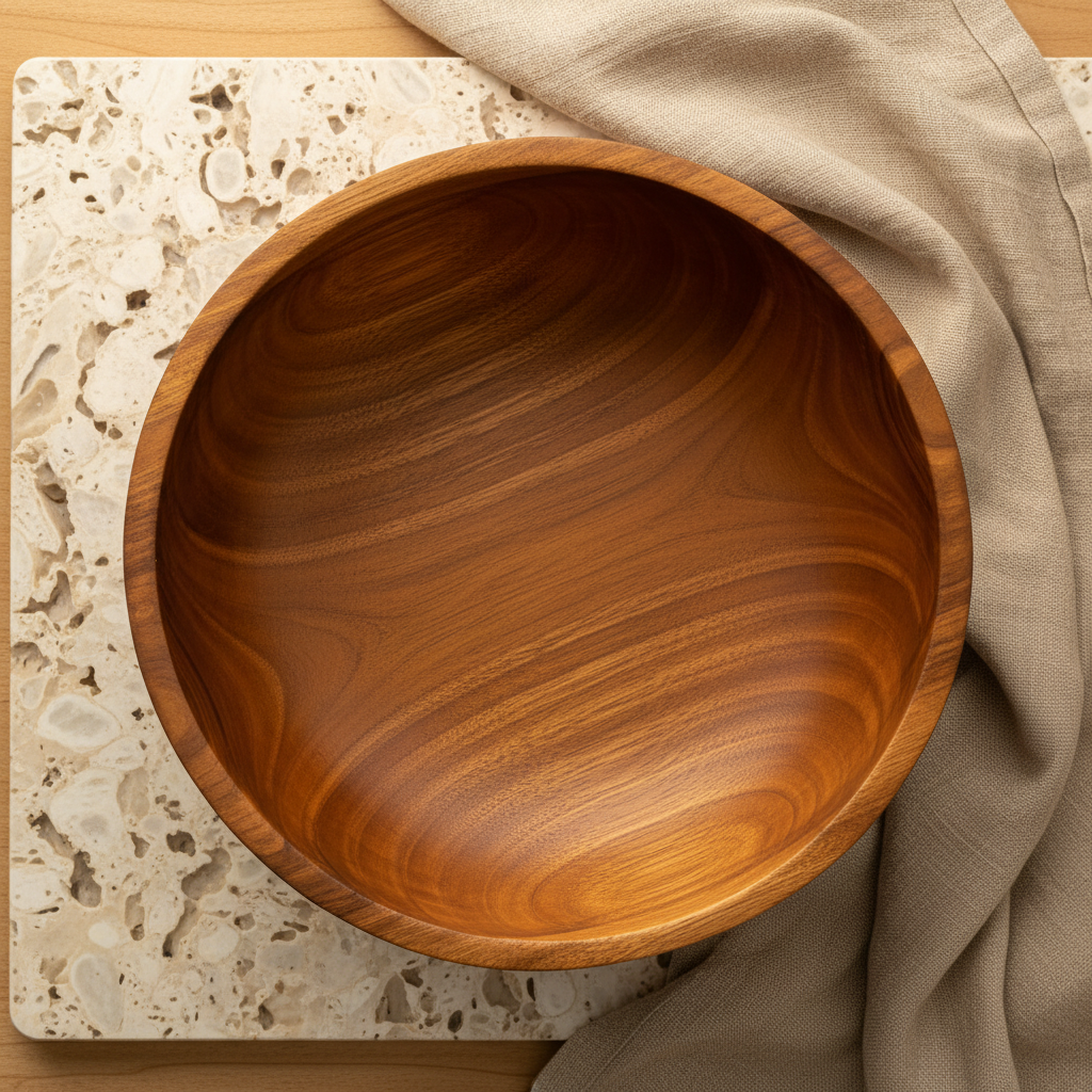 JIVU WOODEN BOWL – 12 INCH bird's eye view overhead flat lay