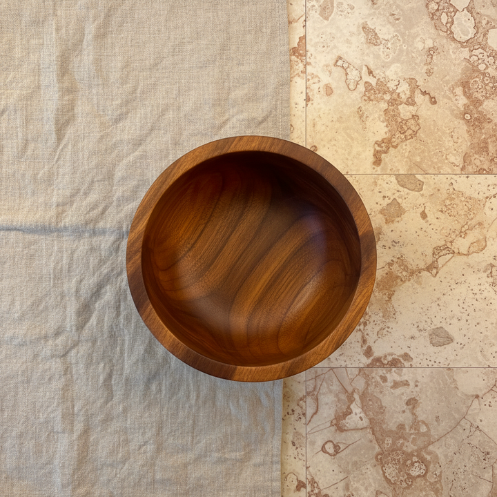 JIVU WOODEN BOWL – 10 INCH bird's eye view overhead flat lay