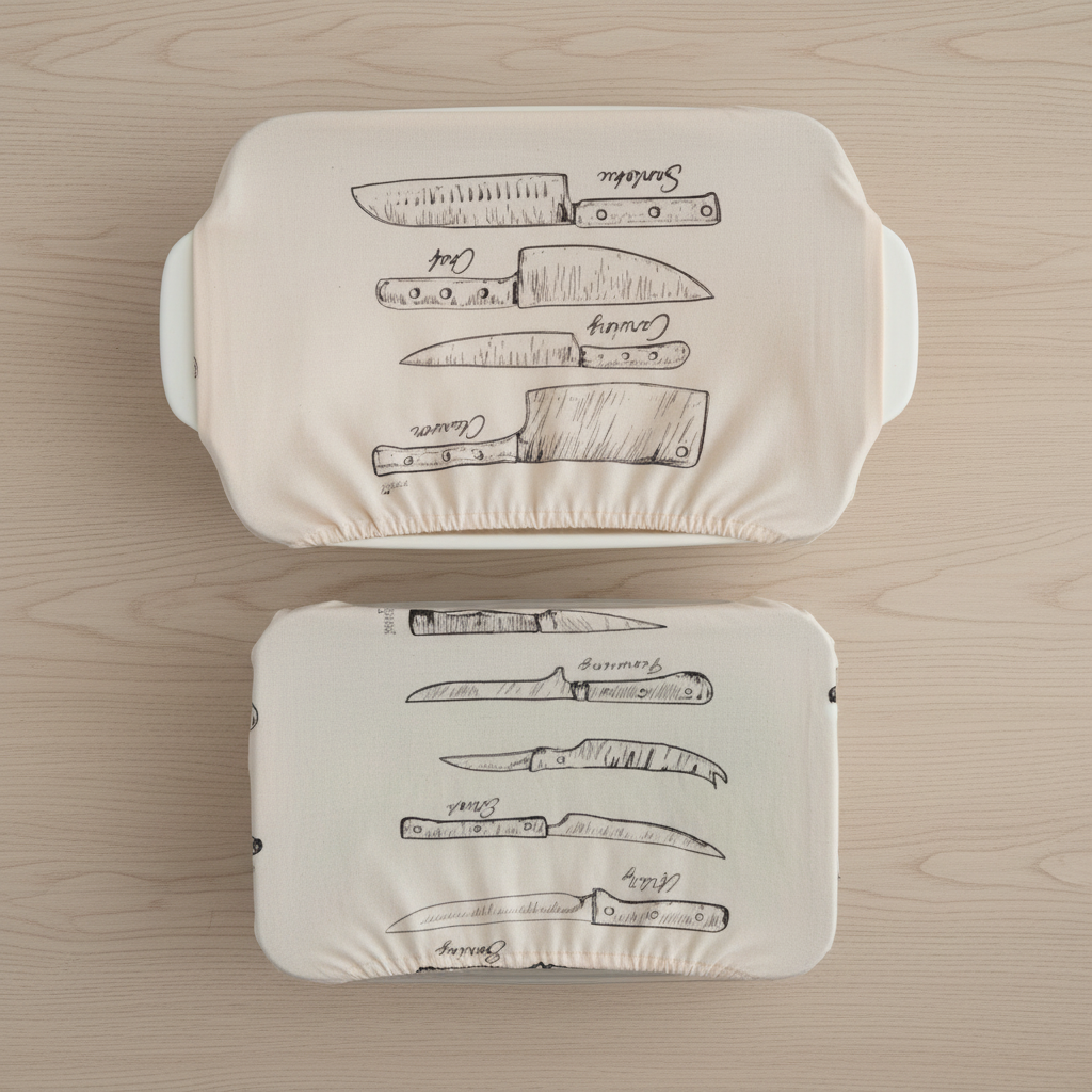Slice & Dice covers flat lay over baking dish and plastic container