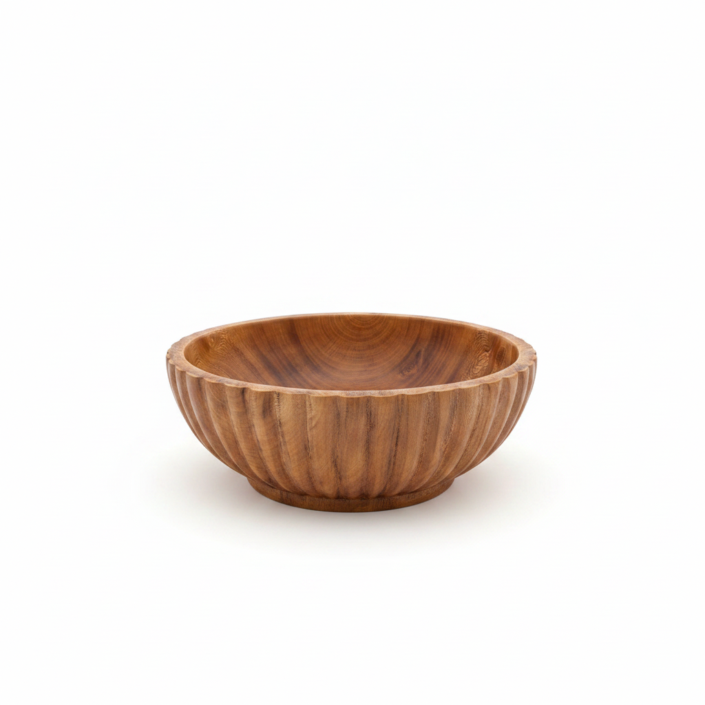 AMIRA WOODEN BOWL – 10 INCH clean standalone product shot showing wood grain details