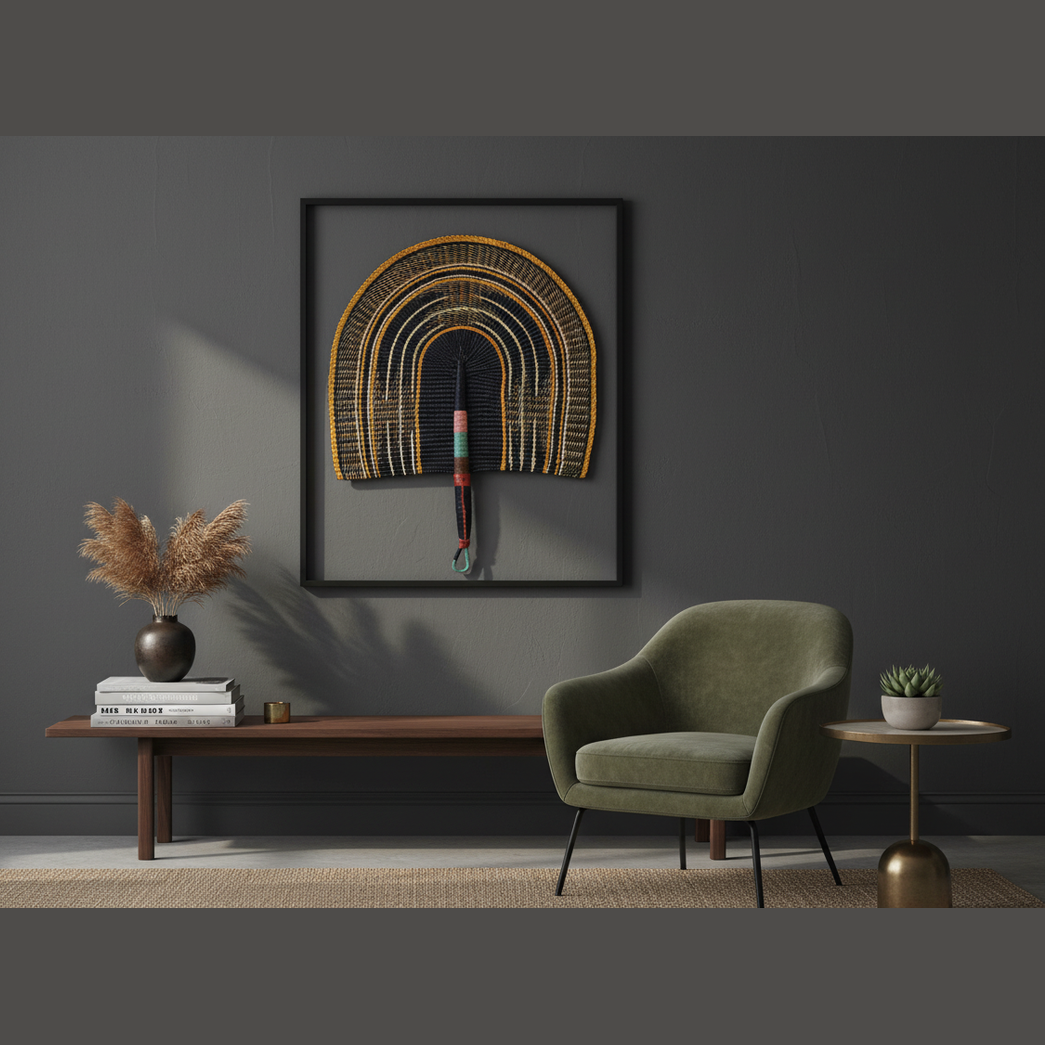 Naba Penga Midnight Gold Weave – framed wall art